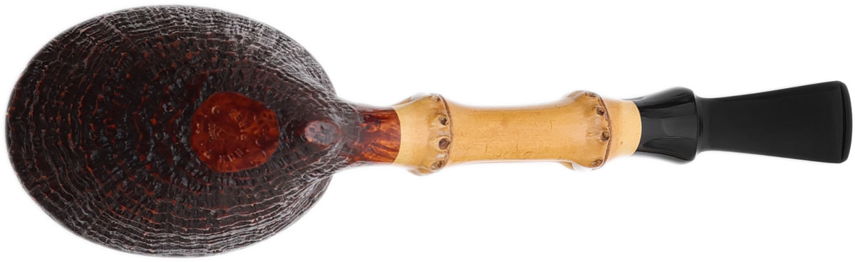 Yang Kun Two Pipe Set Smooth Bent Brandy with Bamboo and Partially Sandblasted Bent Dublin with Bamboo (U24.1)