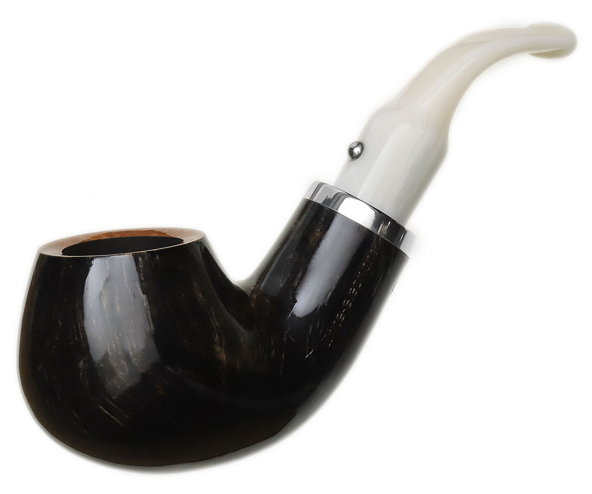 White Elephant Ebony & Ivory Grey Bent Apple (9mm)