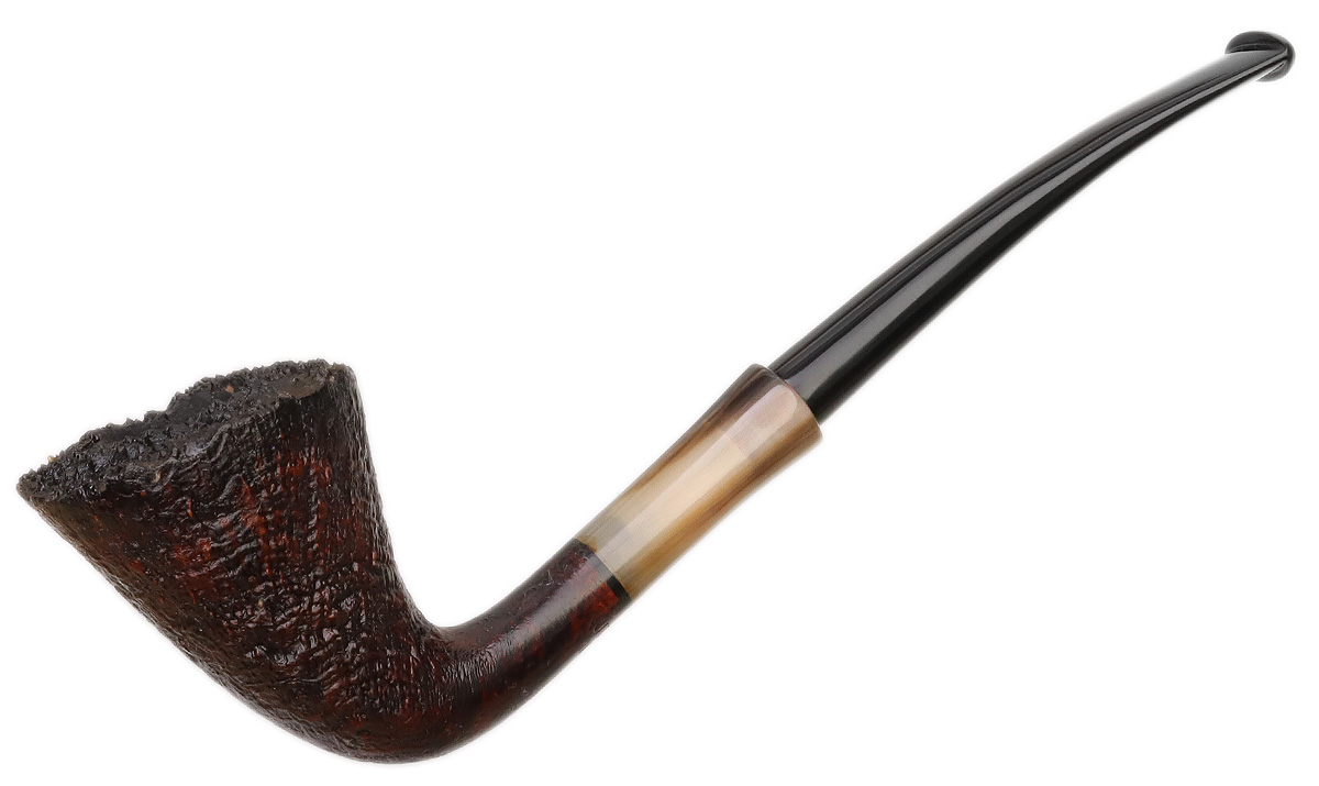 Bruno Nuttens Handmade Sandblasted Bent Dublin with Horn (A)