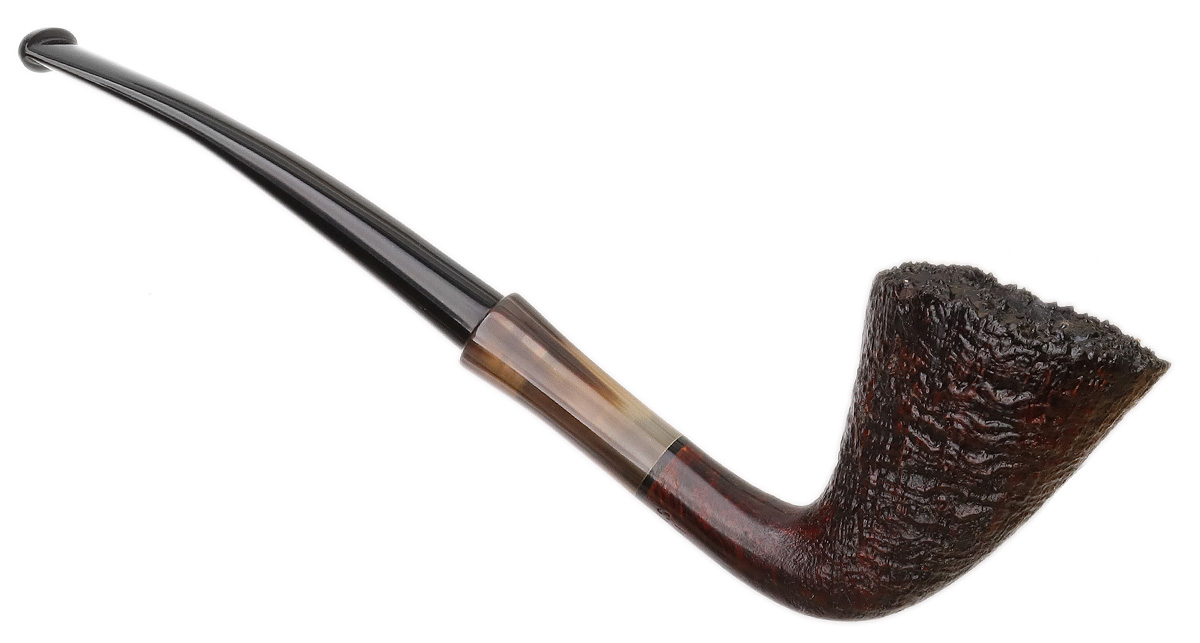 Bruno Nuttens Handmade Sandblasted Bent Dublin with Horn (A)
