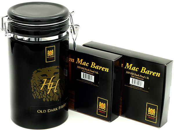 Mac Baren HH Old Dark Fired, two 1lb Boxes, with Black Ceramic Limited Edition Tobacco Jar