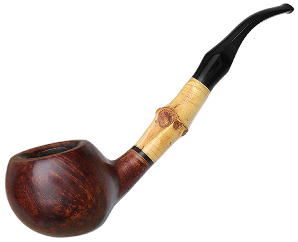 Danish Estates: KAJ Nielsen Smooth Bent Acorn with Bamboo Tobacco Pipe