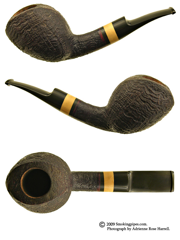Danish Estate Peter Heeschen Sandblast Bent P with Boxwood Inset (A)