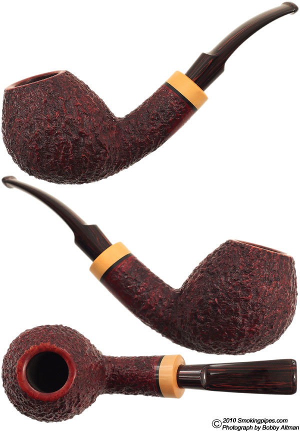 Danish Estate Jorn Larsen Rusticated Bent Apple with Boxwood Ferrule