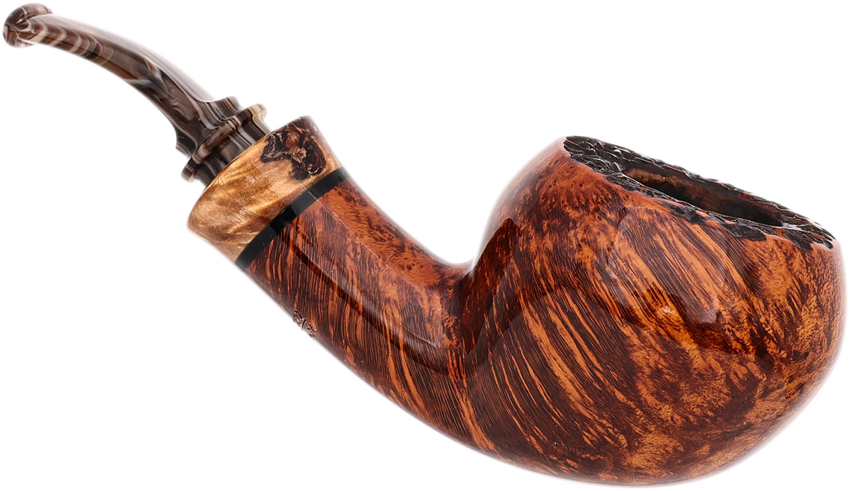 Neerup P. Jeppesen Handmade Ida Easy Cut Partially Rusticated Rhodesian (3)  Tobacco Pipe