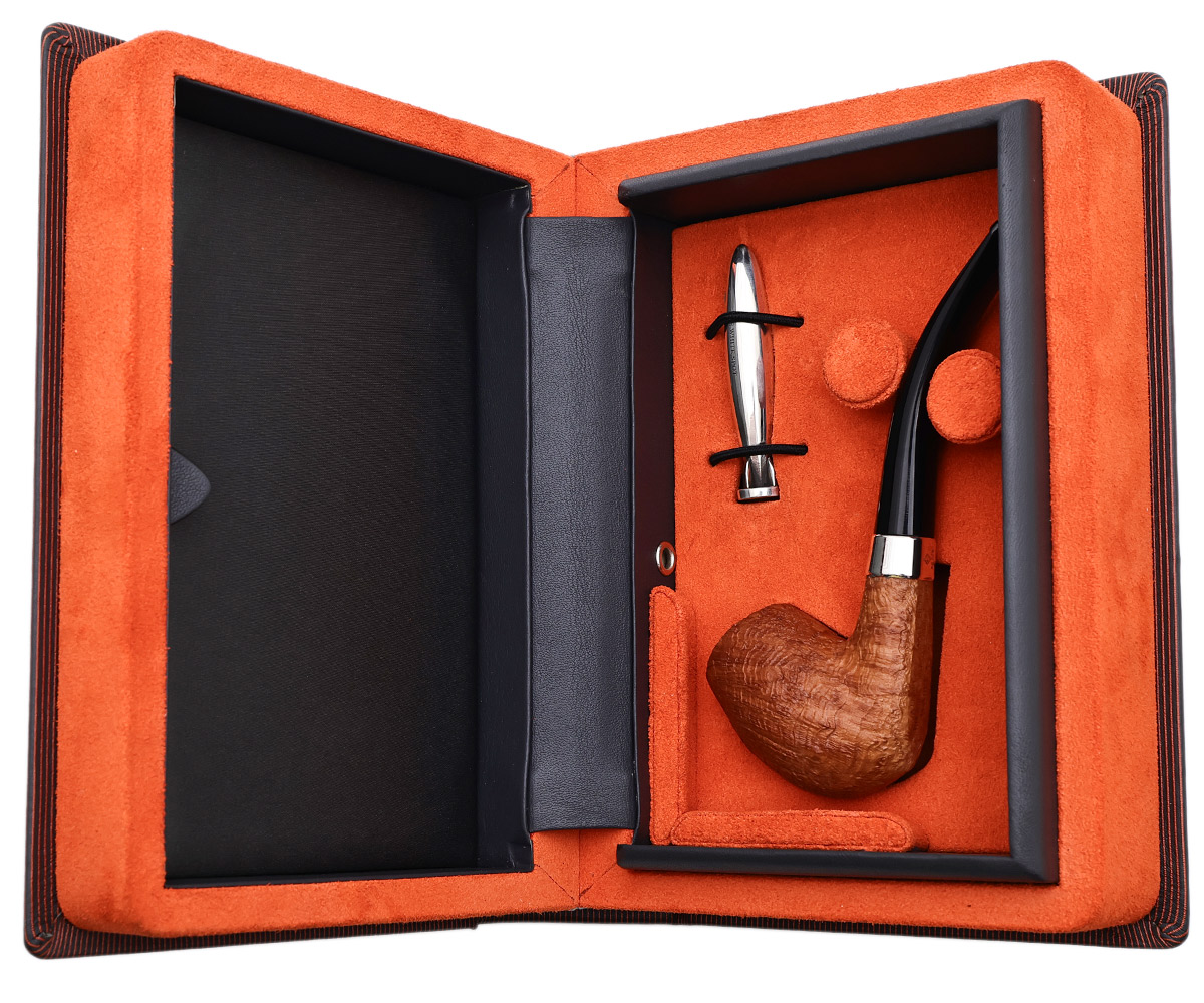 English Estate Dunhill Zeppelin Tanshell Quaint Bent Billiard with Silver (4) (16/16) (2025) (with Case and Silver Tamper) (Unsmoked)