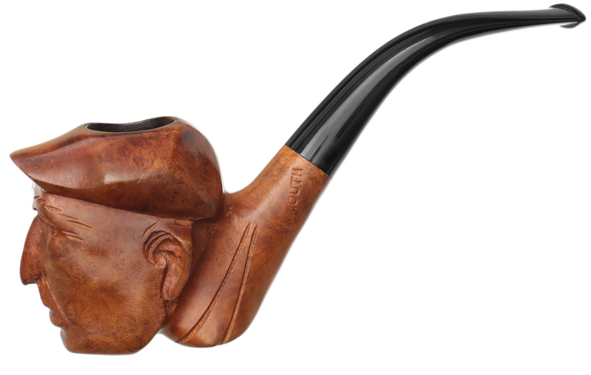 Plymouth Carved Man with Hat Tobacco Pipe