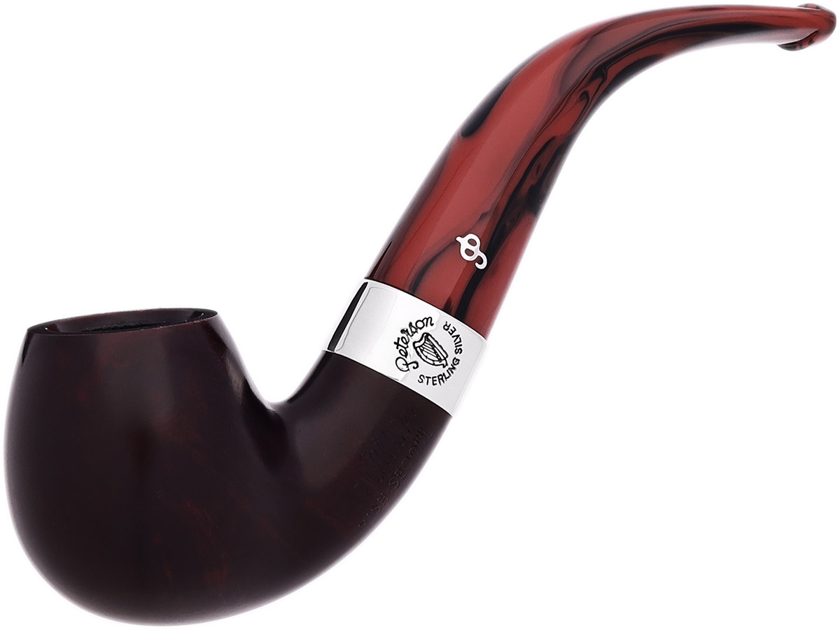 Irish Estate Peterson Irish Seconds Smooth Bent Billiard with Silver (2) (Fishtail) (Unsmoked)