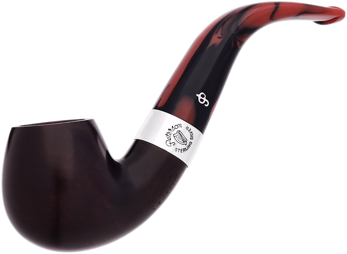 Irish Estate Peterson Irish Seconds Smooth Bent Billiard with Silver (2) (Fishtail) (Unsmoked)