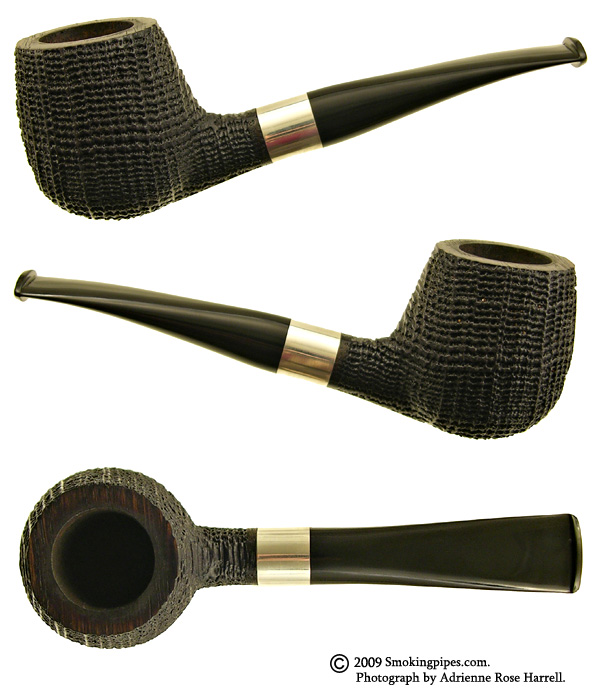 German Estate Reiner Thilo Sandblasted Morta Bent Billiard with Silver Band