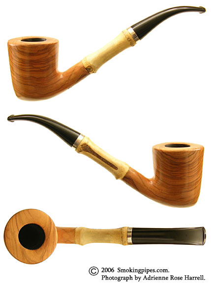 olive wood tobacco pipe 5.1 Smoking with engraving Tree of Life | pipes for 9mm filter Spanu Olivastro with Bamboo and