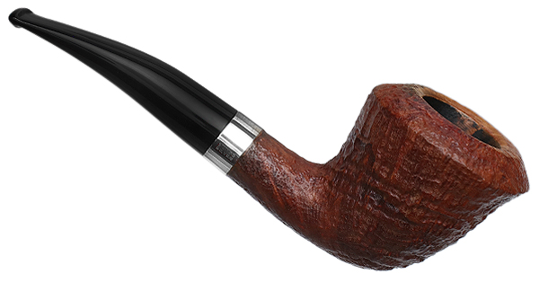 Italian Estate Savinelli Autograph Sandblasted Bent Dublin with Silver (4) (6mm)