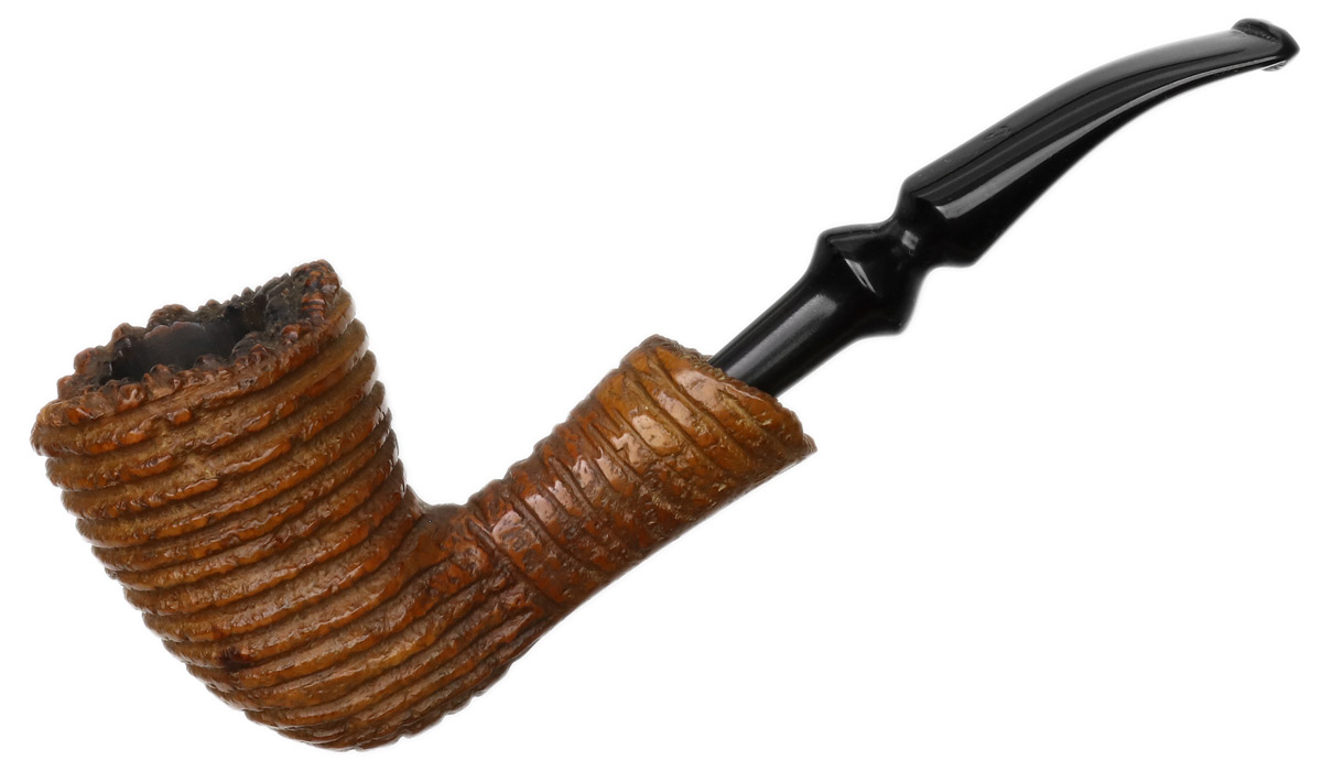 tobacco stone Stone Age Rusticated Bent Dublin (603) Tobacco Pipe