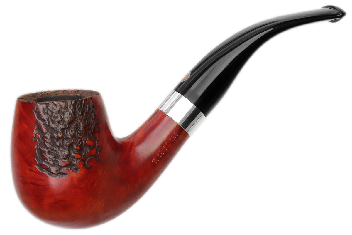 Italian Estate T. Cristiano Metamorfosi Spot Carved Bent Billiard with Silver (C502) (9mm) (Unsmoked)