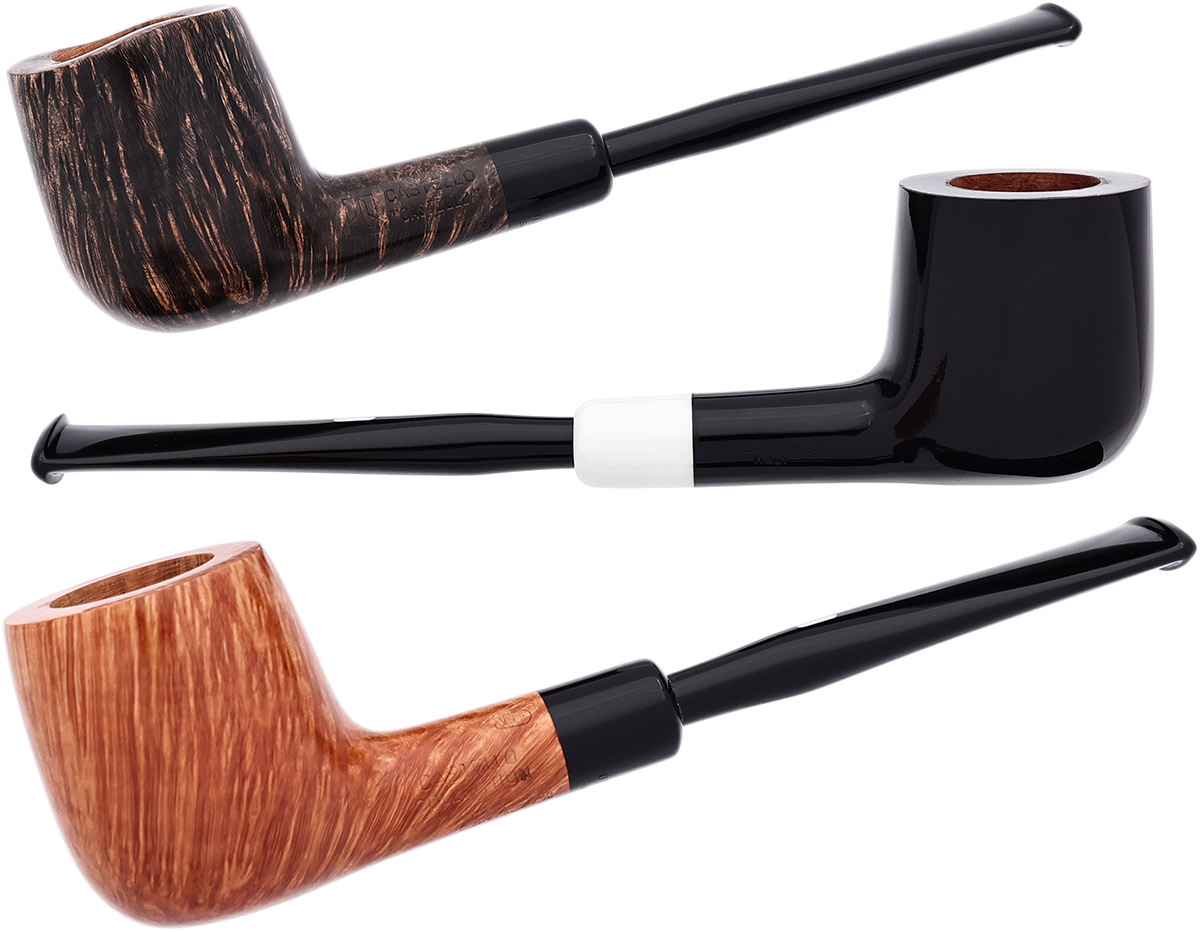 Italian Estate Castello 3 Pipe Set (with Leather Box) (Unsmoked)