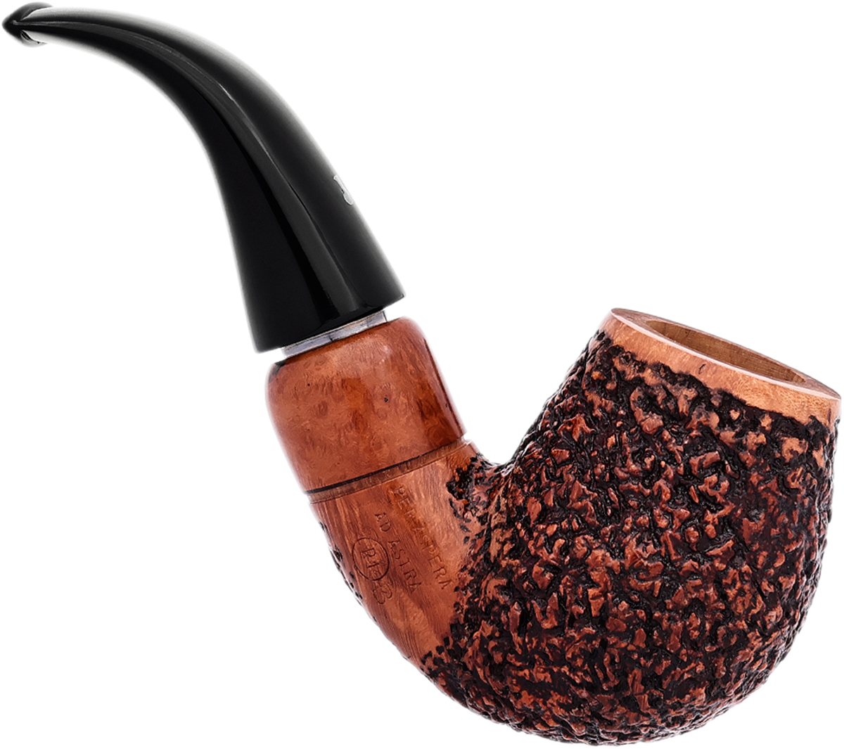 Italian Estate Ser Jacopo Rusticated Bent Billiard with Silver (R1) (B) (Unsmoked)
