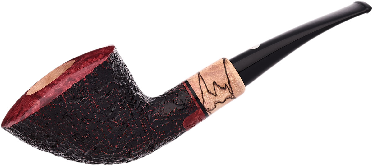 Italian Estate Claudio Cavicchi Black Sandblasted Bent Dublin with Spalted Beechwood (Unsmoked)