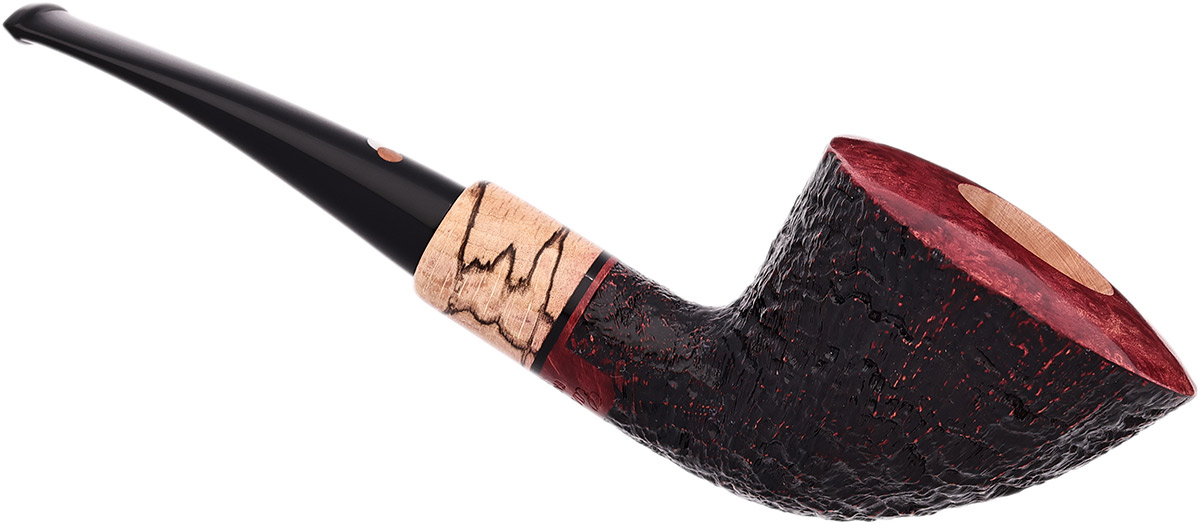Italian Estate Claudio Cavicchi Black Sandblasted Bent Dublin with Spalted Beechwood (Unsmoked)