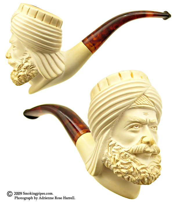 Beautiful Handmade Vintage Estate top Turkish Meerschaum Pipe Face of a Sultan