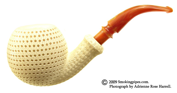 Misc. Estate SMS Meerschaum Lattice Carved Bent Ball (Unsmoked)