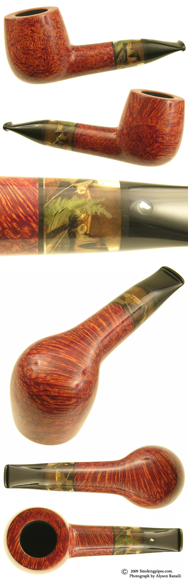 Misc. Estate Michael Parks Smooth Stout Billiard with Casted Acrylic (Maple Leaf) (VI.8) (Unsmoked)