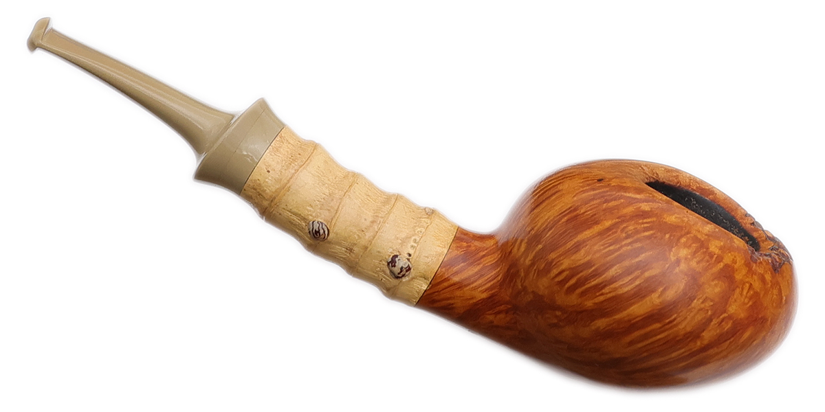 Xin Li Smooth Squat Tomato with Bamboo (23) (05) Tobacco Pipe