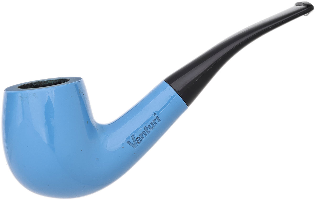 Venturi Smooth Blue Bent Billiard (Unsmoked) Tobacco Pipe