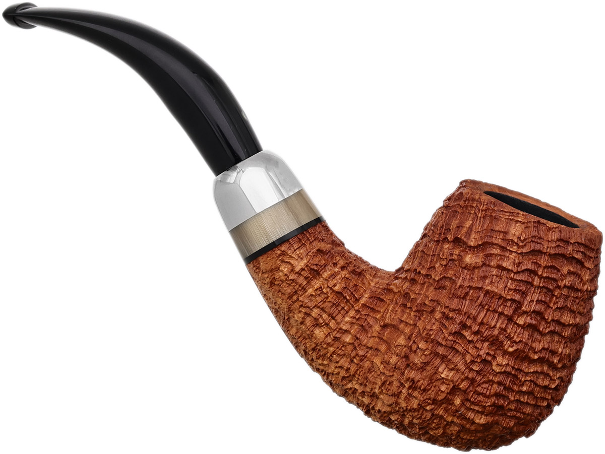 Misc. Estate Michael Parks Sandblasted Bent Brandy with Titanium and Horn (V.20) (Unsmoked)