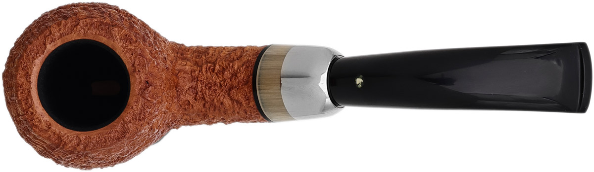 Misc. Estate Michael Parks Sandblasted Bent Brandy with Titanium and Horn (V.20) (Unsmoked)