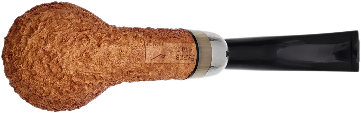 Misc. Estate Michael Parks Sandblasted Bent Brandy with Titanium and Horn (V.20) (Unsmoked)