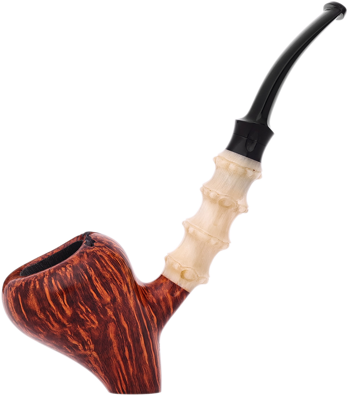 Misc. Estate Ping Zhan Smooth Acorn Sitter with Bamboo Carved Horn (Unsmoked)