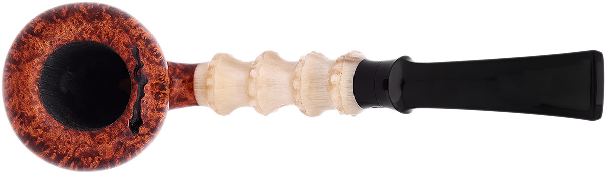 Misc. Estate Ping Zhan Smooth Acorn Sitter with Bamboo Carved Horn (Unsmoked)