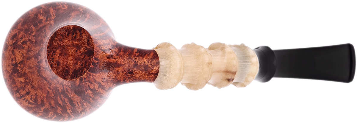 Misc. Estate Ping Zhan Smooth Acorn Sitter with Bamboo Carved Horn (Unsmoked)