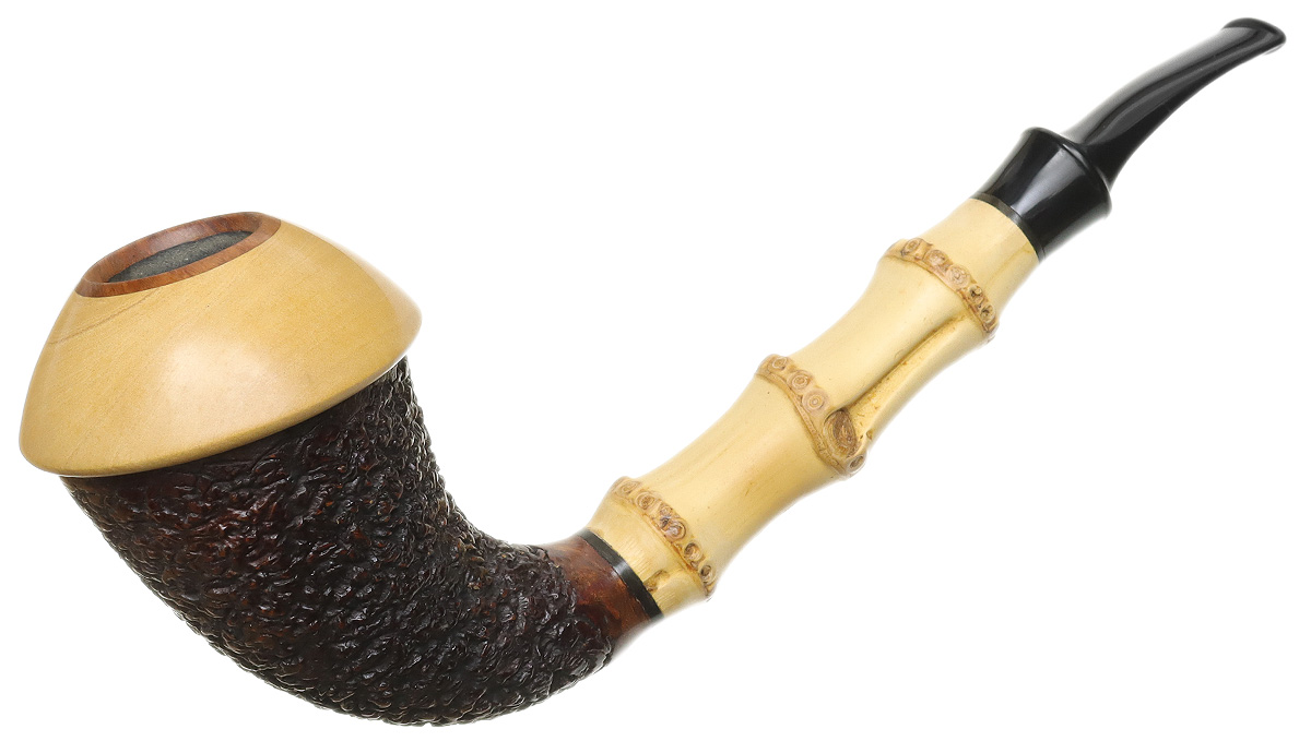 Misc. Estates: HS Studio Rusticated Calabash with Bamboo (Unsmoked) Tobacco  Pipe