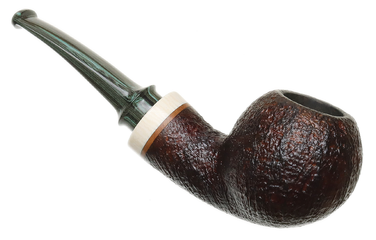 Neal Monier Sandblasted Bent Apple Tobacco Pipe