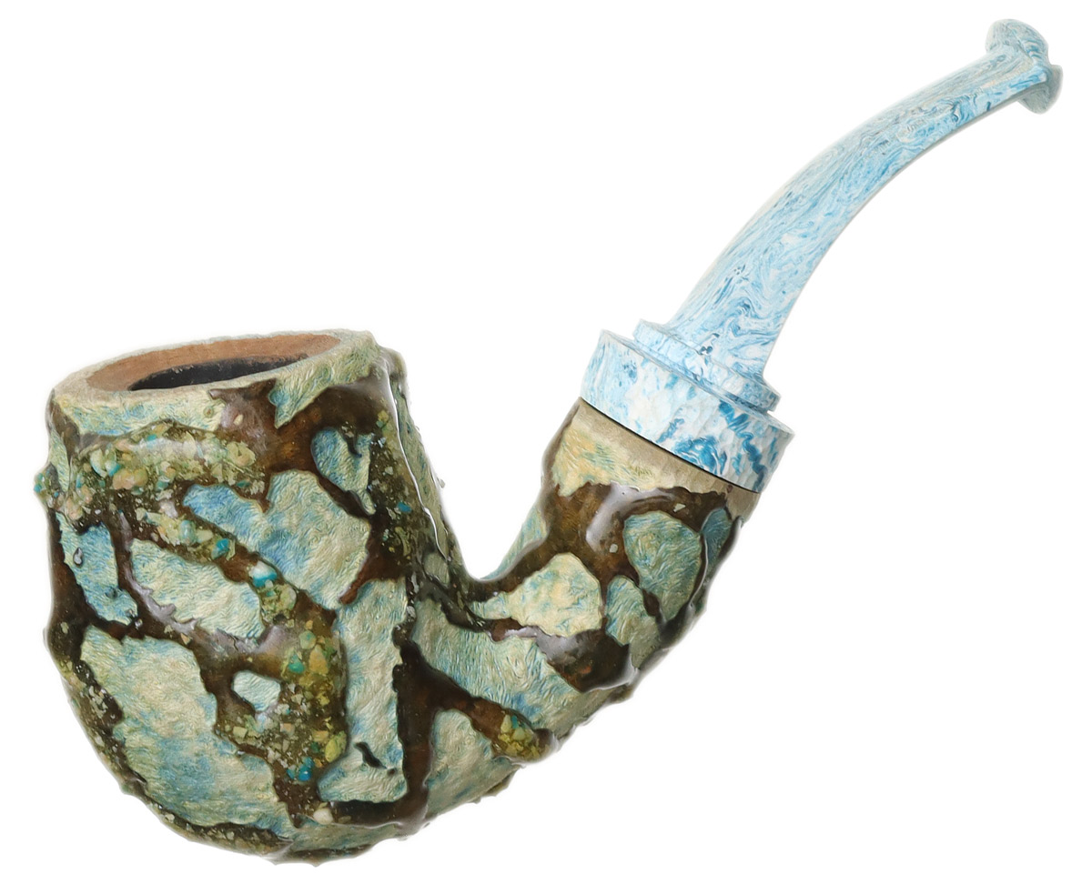 Brian Orton Sandblasted Bent Billiard with Epoxy (Unsmoked) Tobacco Pipe