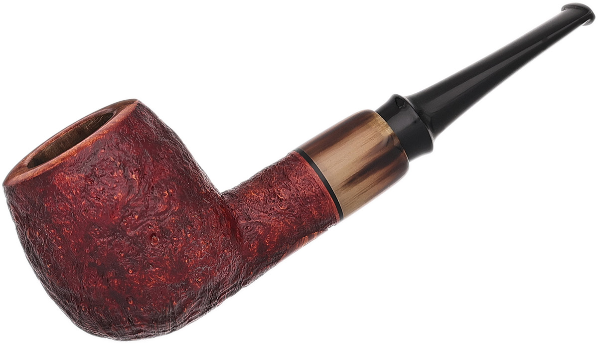 smith tobacco Smith House Partially Sandblasted Billiard with Horn Tobacco Pipe