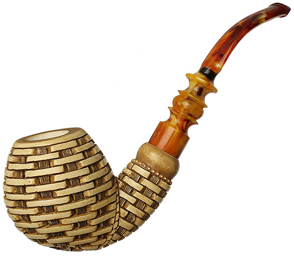 Turkish Estates Unknown Meerschaum Basket with Flower (with Case) (Unsmoked)