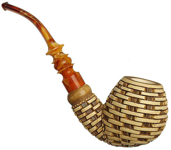 Turkish Estates Unknown Meerschaum Basket with Flower (with Case) (Unsmoked)