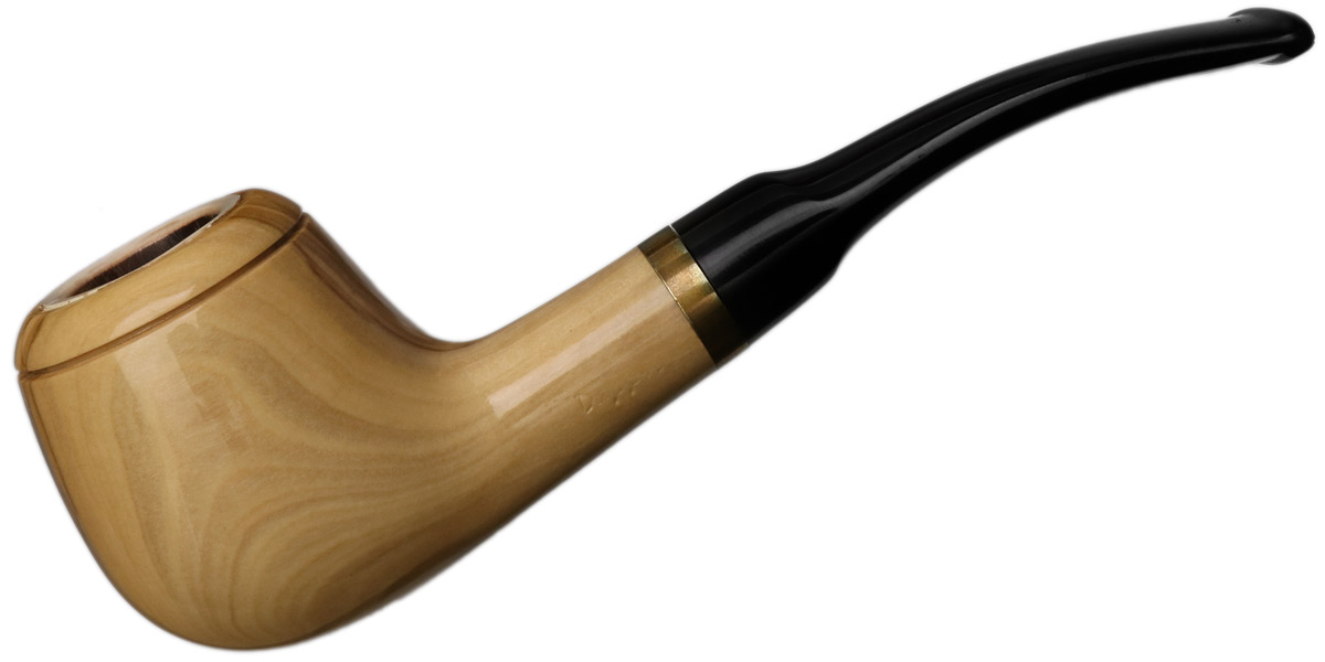 Dapper Meerschaum Lined Olivewood Smooth Bent Brandy (9mm) Tobacco Pipe
