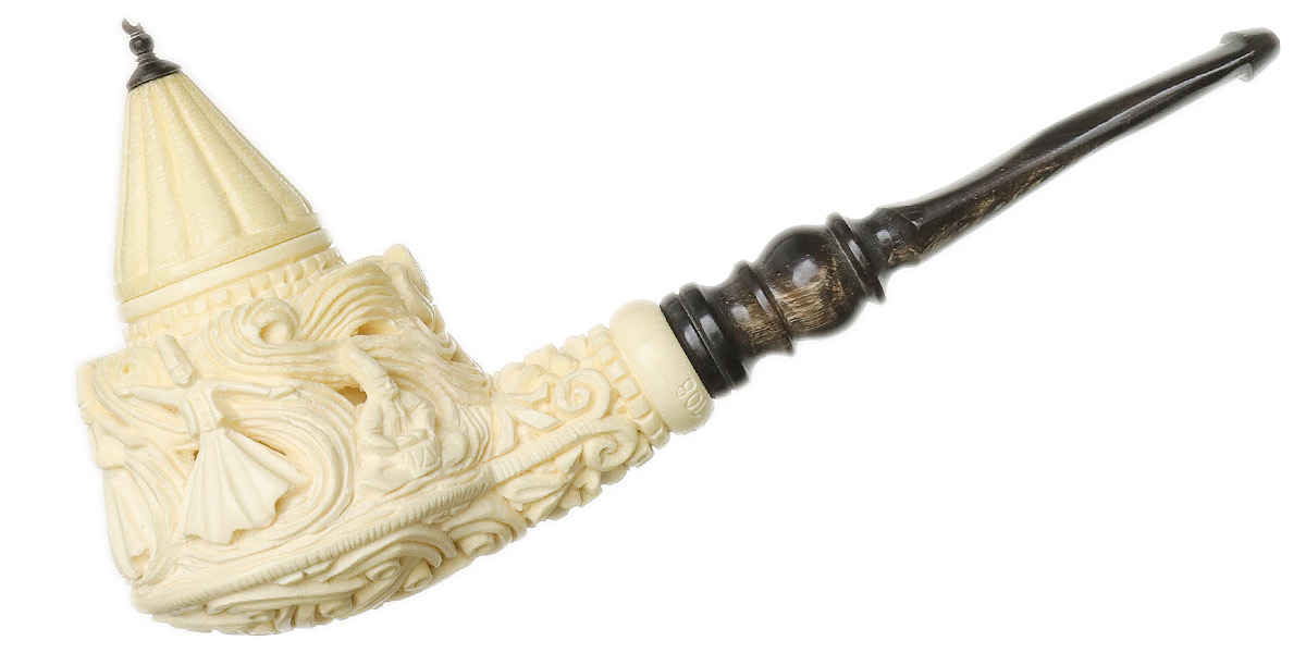 Smooth White with Meerschaum Calabash Tobacco Pipe By Paykoc