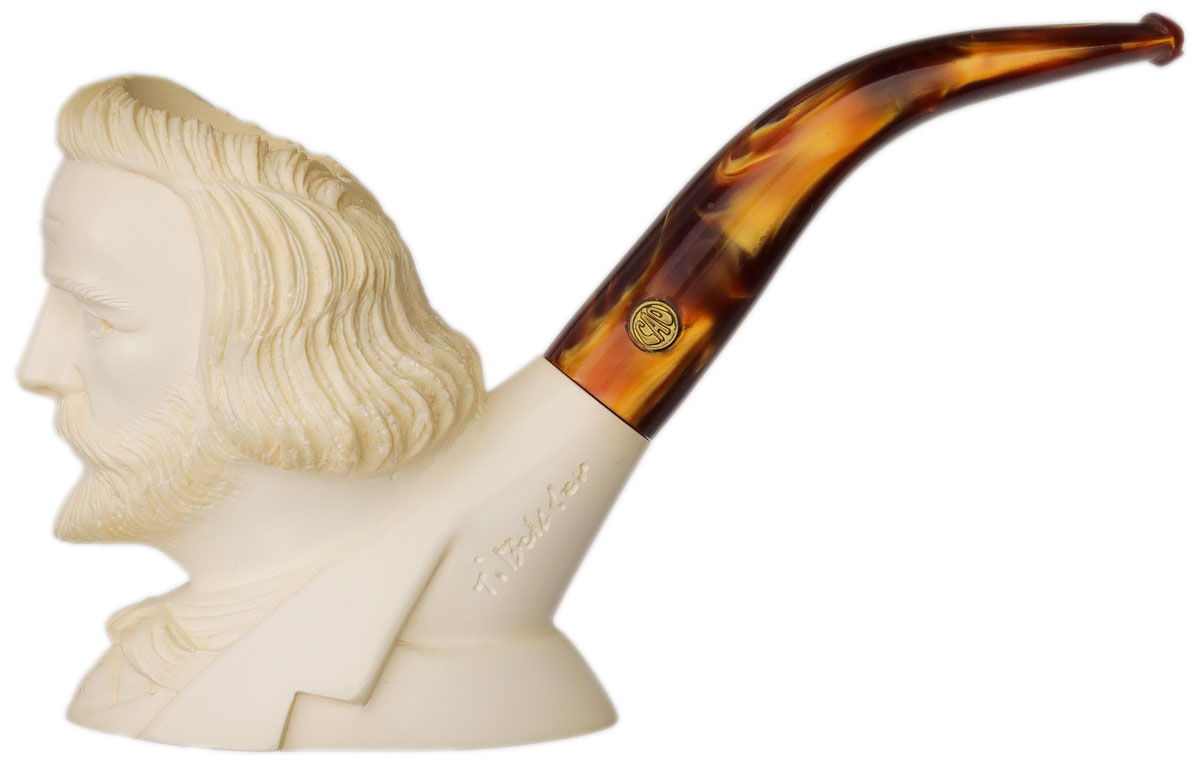 Smooth White with Meerschaum Calabash Tobacco Pipe By Paykoc