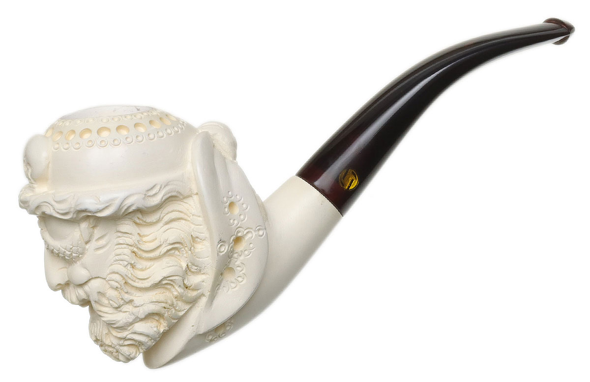 pirate pipe tobacco Servi Meerschaum Carved Pirate (with Case) (Unsmoked) Tobacco Pipe