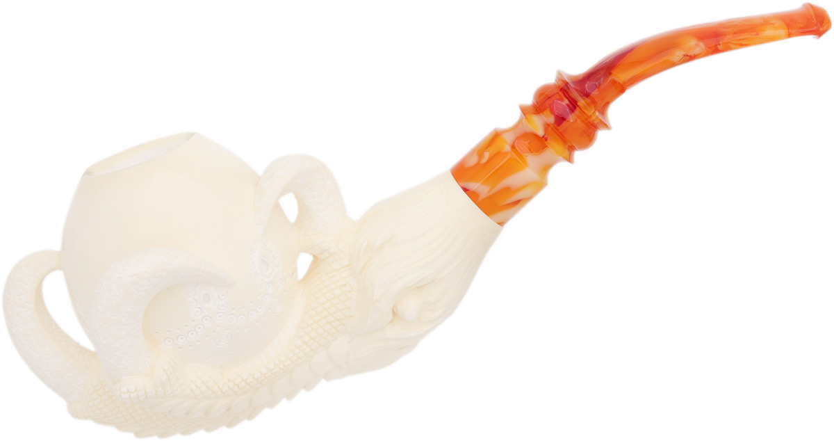 Turkish Estates Pipe Depot Meerschaum Carved Claw Holding Brandy (Erdogan) (with Case and Tamper) (Unsmoked)