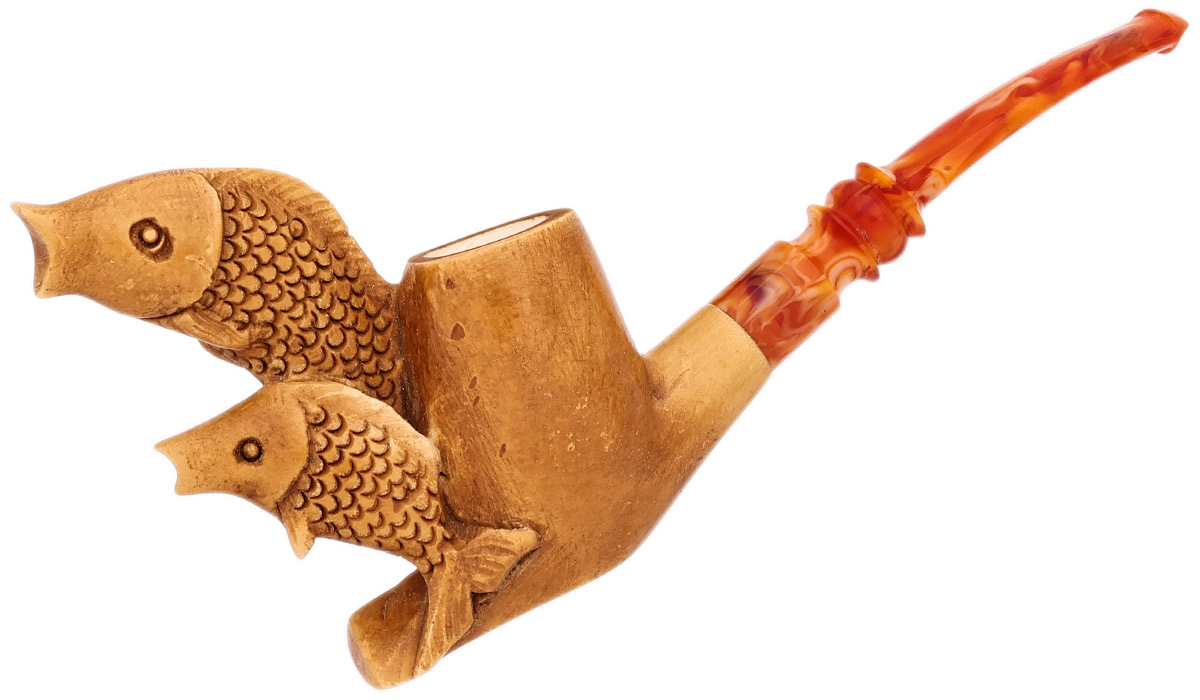 Turkish Estates Unknown Meerschaum Leaping Fish (with Case) (Unsmoked)