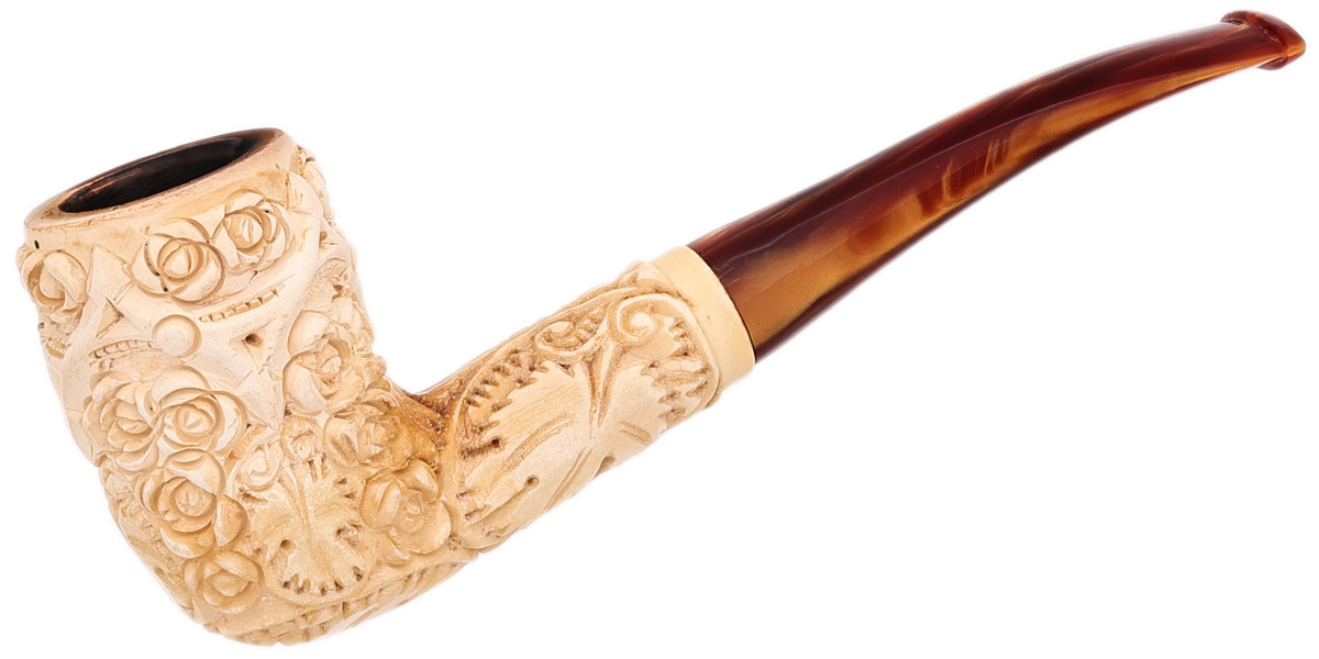 Turkish Estates Unknown Meerschaum Floral Bent Dublin (with Case)