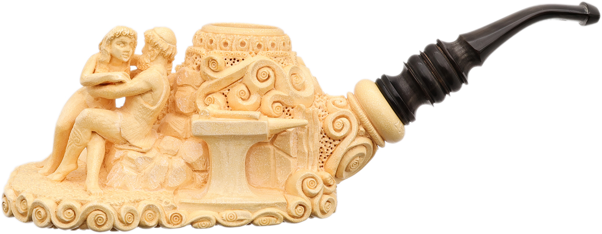Turkish Estates Eyup Sabri Meerschaum Hephaestus and Aphrodite (with Case and Tamper) (Unsmoked)