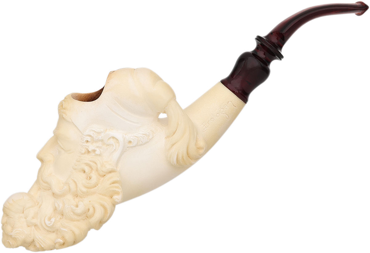 Turkish Estates SMS Meerschaum Bearded Man Smoking Bearded Man (Erdogan) (with Case)