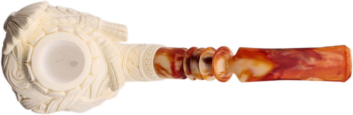 Turkish Estates Pipes Depot Meerschaum Bearded Man with Ornate Turban and Floral Details (Erdogan) (with Case) (Unsmoked)