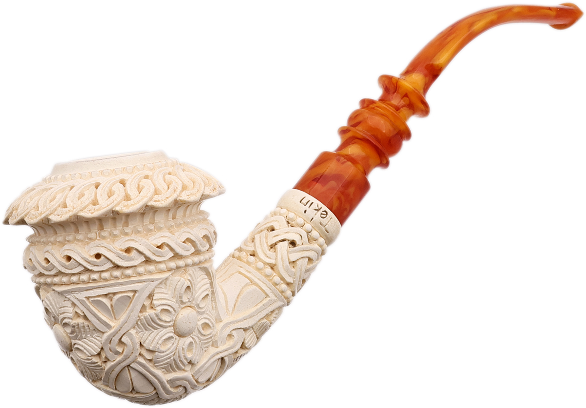 Turkish Estates SMS Meerschaum Arabesque Calabash (by Tekin) (with Case) (Unsmoked)